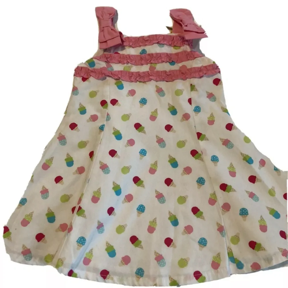 7-4 Gymboree Ice Cream Party Dress 2012 6-12m White NWT